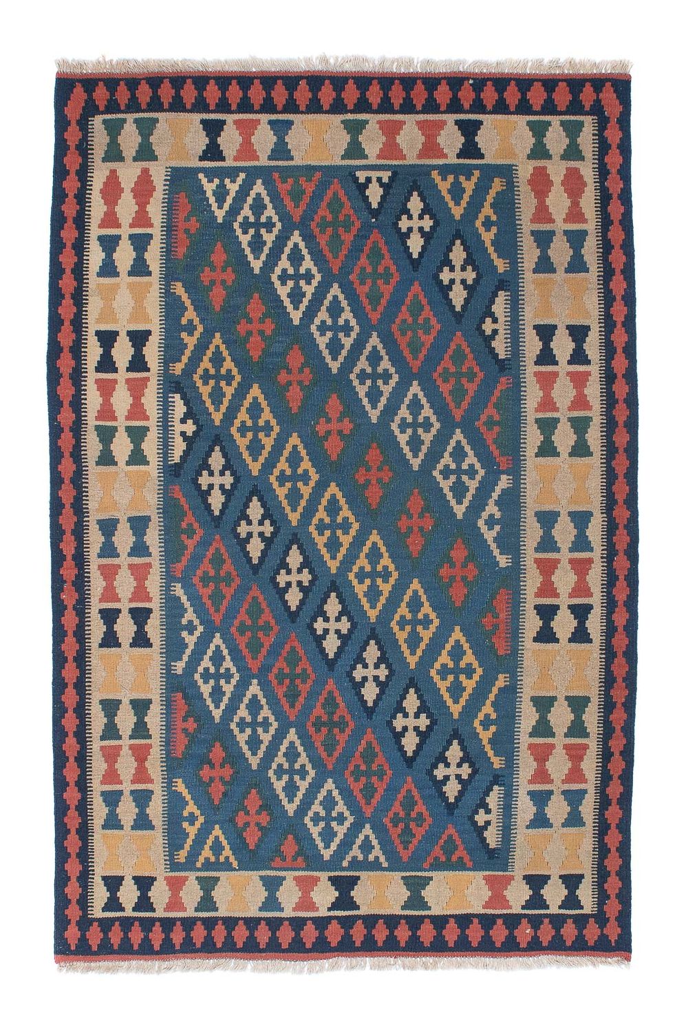 Kelim Carpet - orientalisk matta - 189 x 119 cm - blå