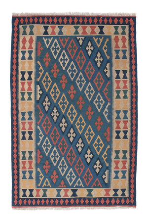 Kelim Carpet - orientalisk matta - 189 x 119 cm - blå