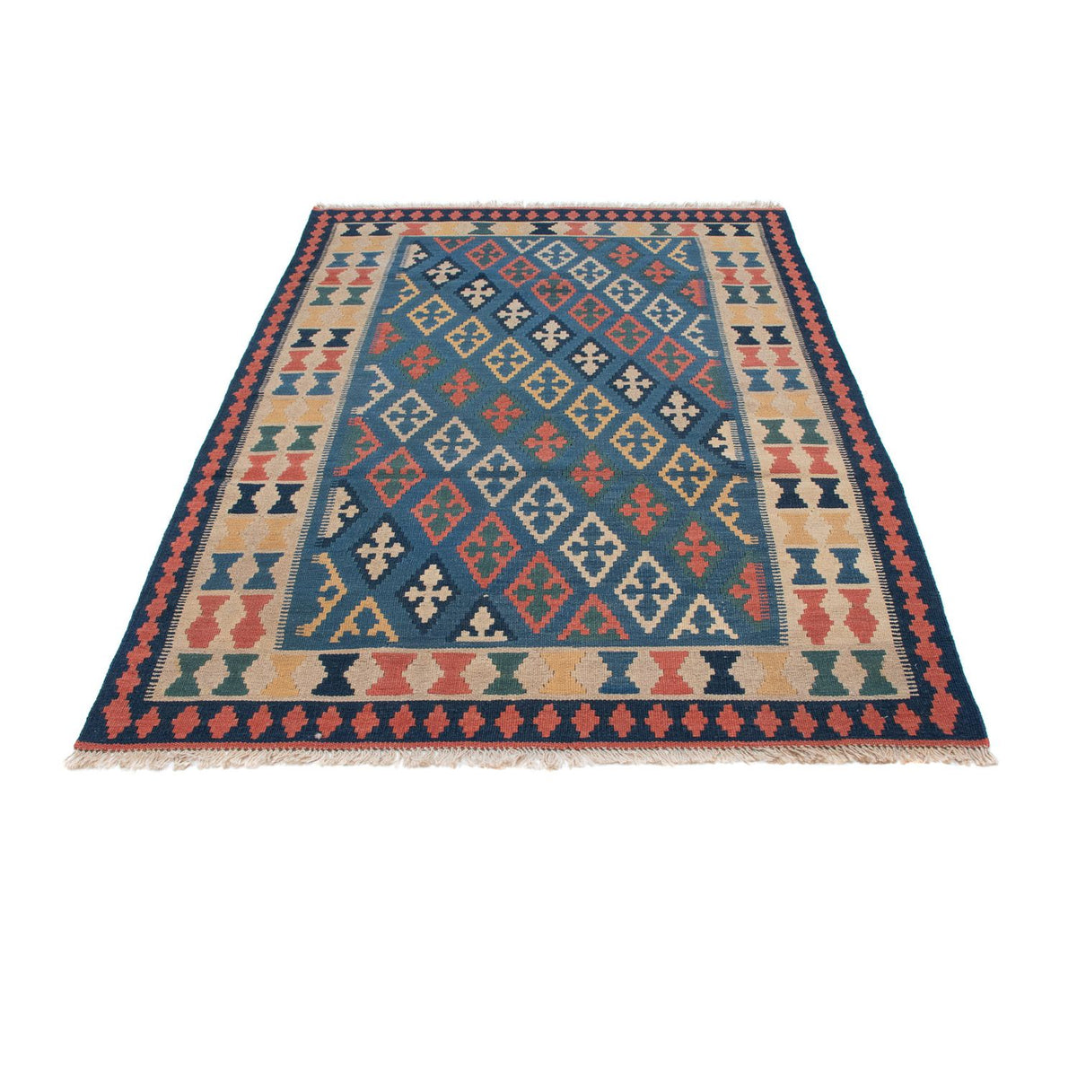 Kelim Carpet - orientalisk matta - 189 x 119 cm - blå