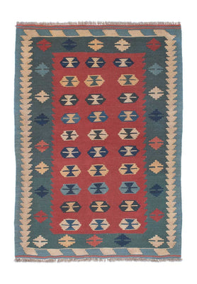Kelim Carpet - orientalisk matta - 163 x 112 cm - mörkröd