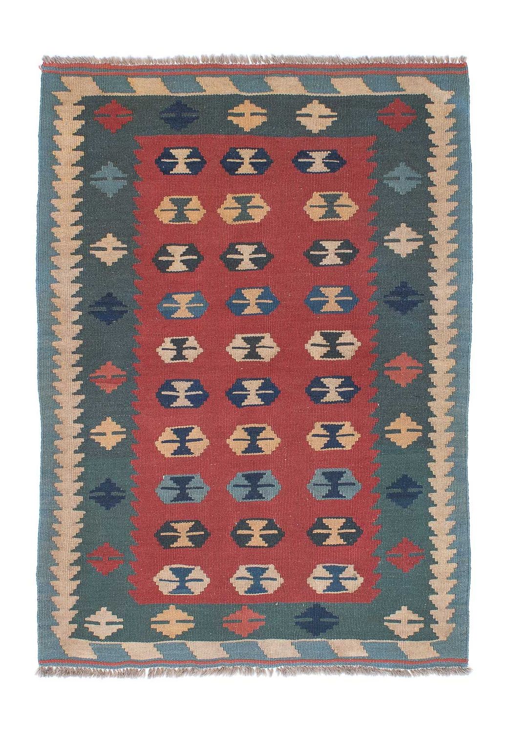 Kelim Carpet - orientalisk matta - 163 x 112 cm - mörkröd
