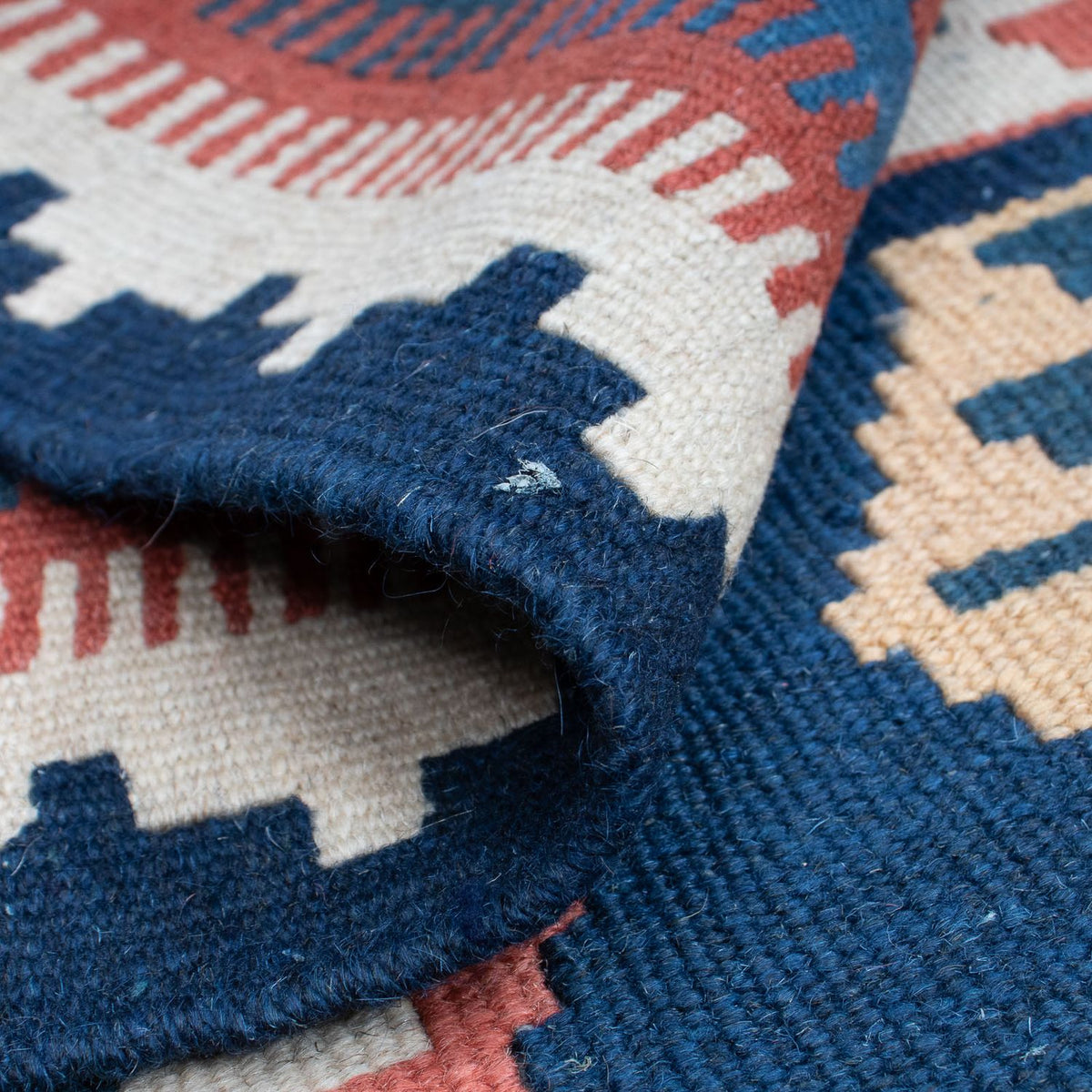 Runner Kelim Carpet - orientalisk matta - 186 x 104 cm - blå