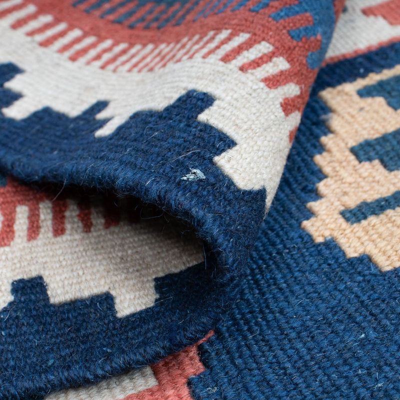 Runner Kelim Carpet - orientalisk matta - 186 x 104 cm - blå