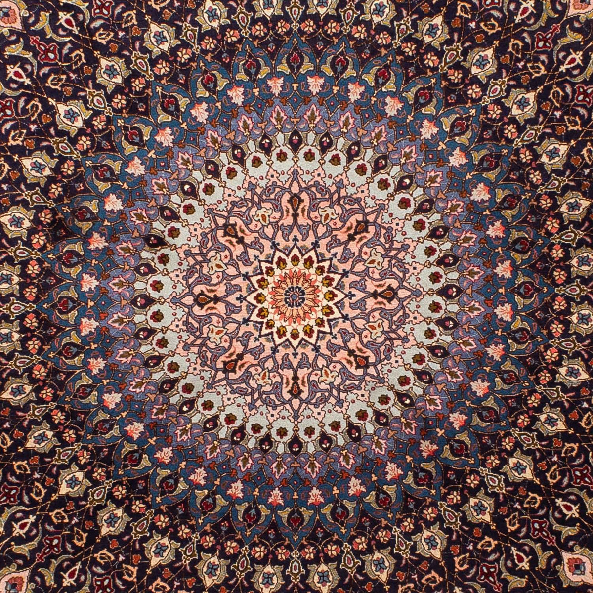 Persisk matta - Tabriz - Royal runt  - 240 x 240 cm - mörkblå