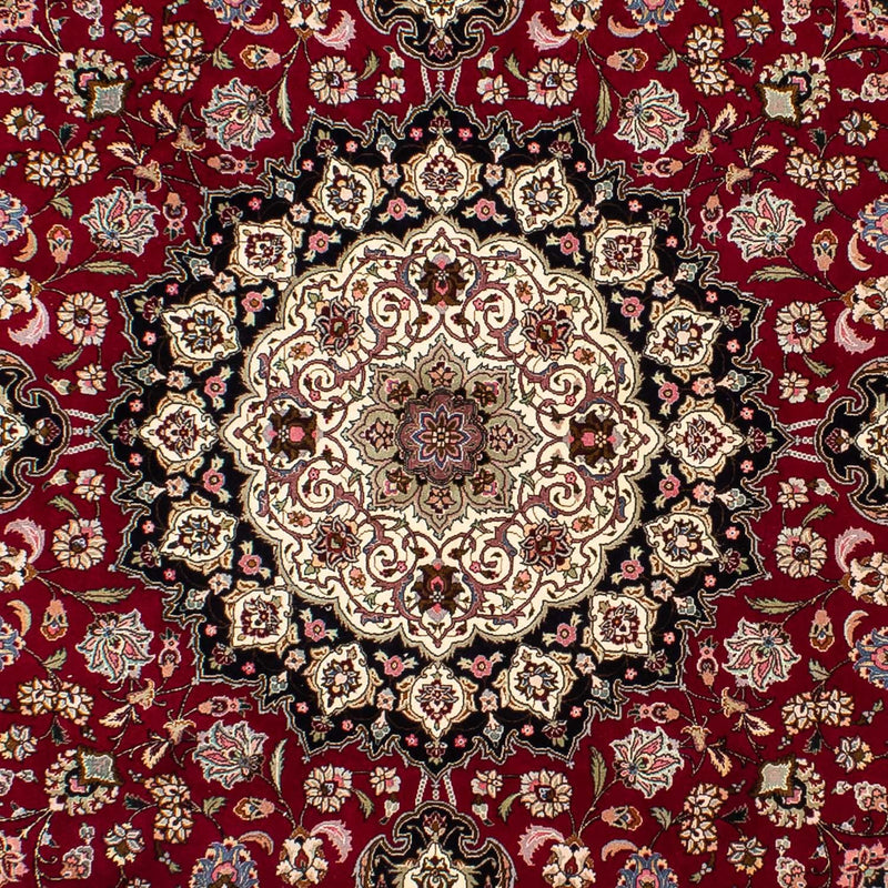 Persisk matta - Tabriz - Royal runt  - 245 x 245 cm - mörkröd