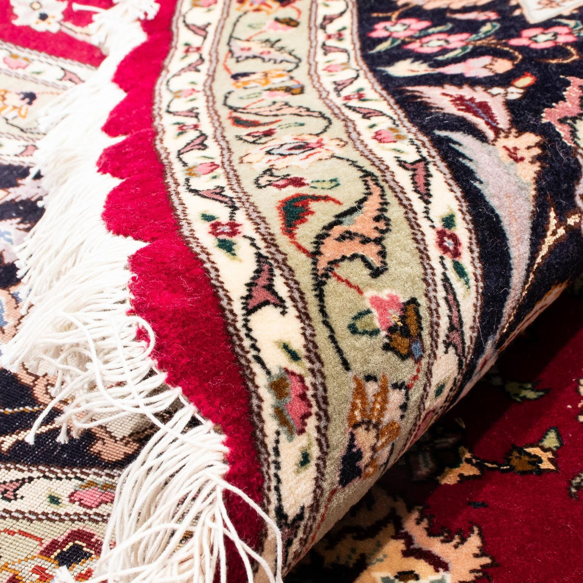 Persisk matta - Tabriz - Royal runt  - 245 x 245 cm - mörkröd