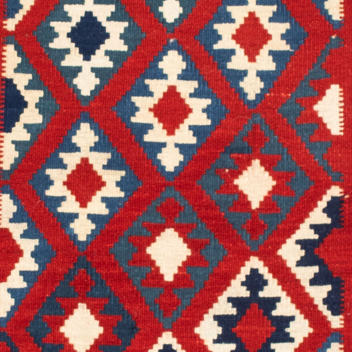 Kelim Carpet - orientalisk matta kvadrat  - 104 x 103 cm - mörkröd