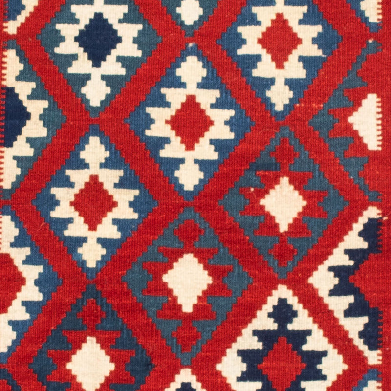Kelim Carpet - orientalisk matta kvadrat  - 104 x 103 cm - mörkröd