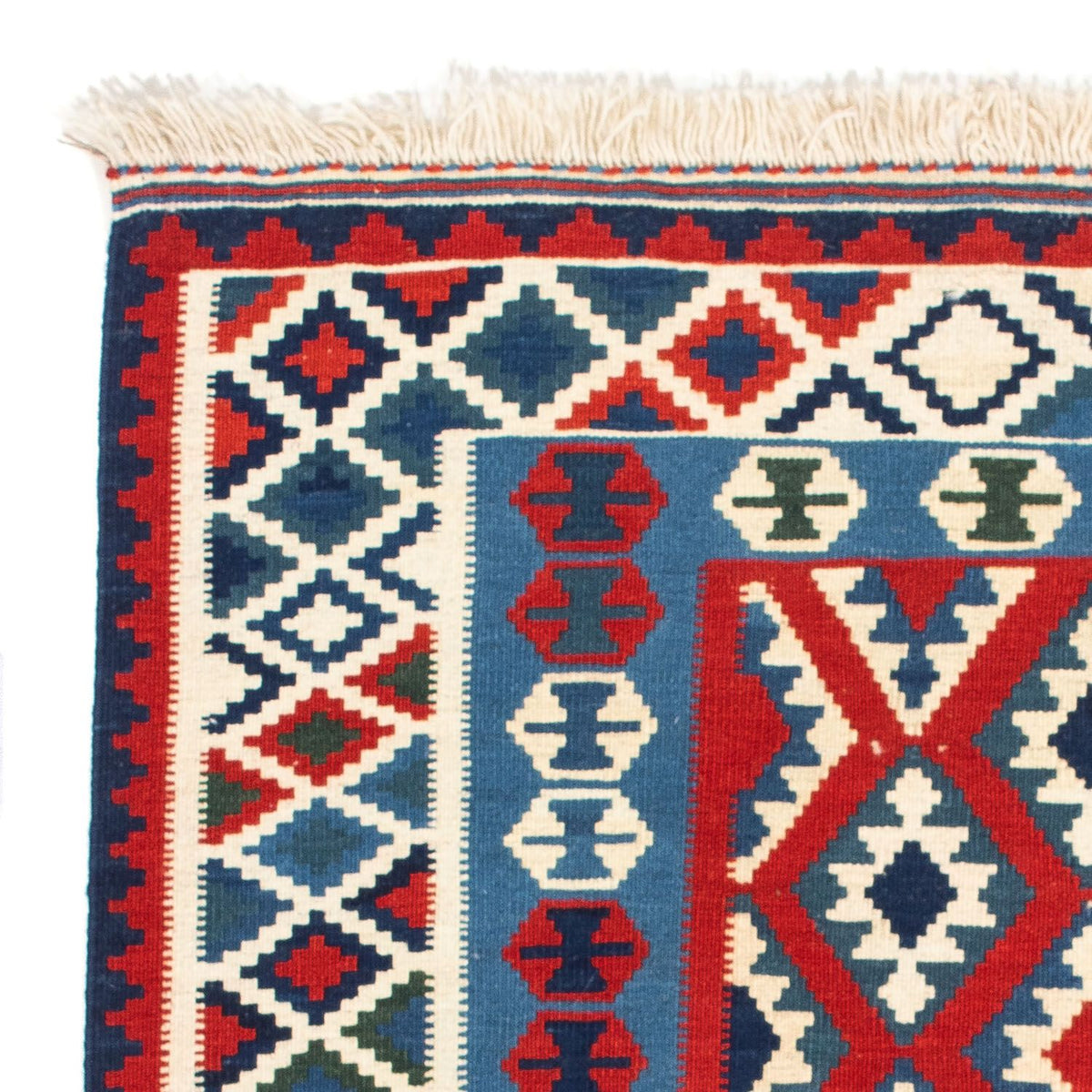 Kelim Carpet - orientalisk matta kvadrat  - 104 x 103 cm - mörkröd