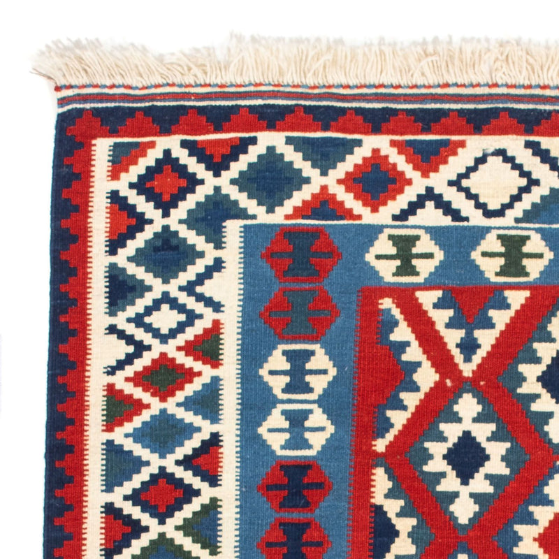 Kelim Carpet - orientalisk matta kvadrat  - 104 x 103 cm - mörkröd