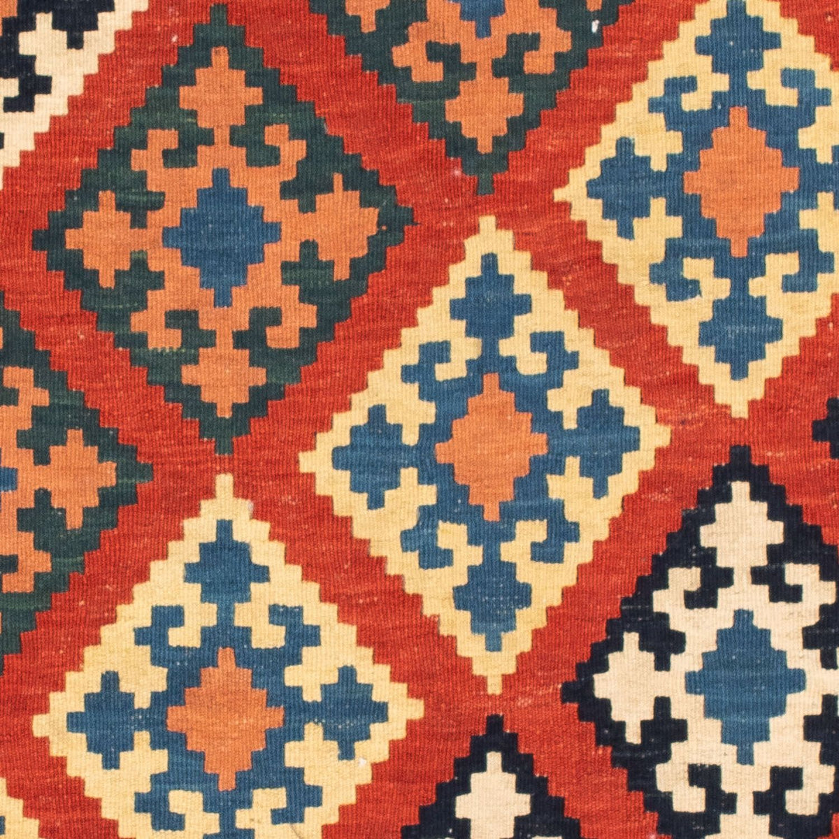 Kelim Carpet - orientalisk matta kvadrat  - 105 x 101 cm - röd