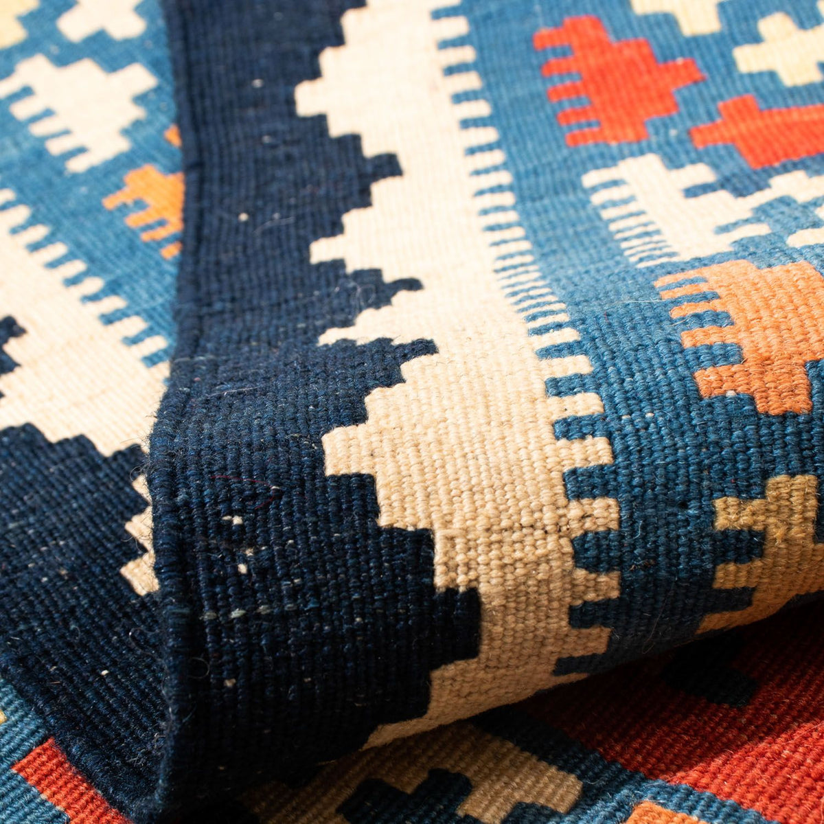 Kelim Carpet - orientalisk matta kvadrat  - 105 x 101 cm - röd