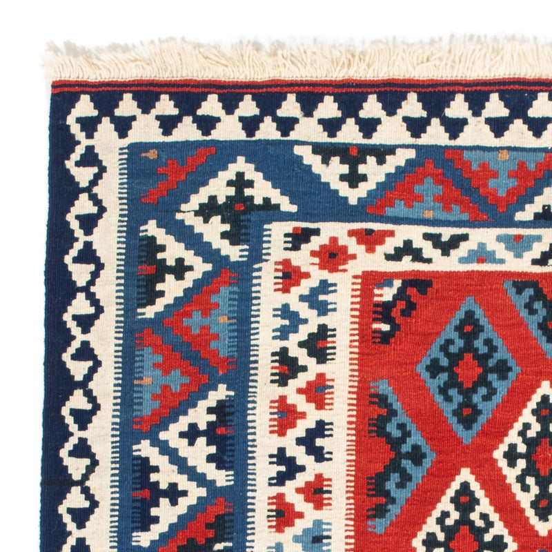 Kelim Carpet - orientalisk matta kvadrat  - 103 x 95 cm - mörkröd