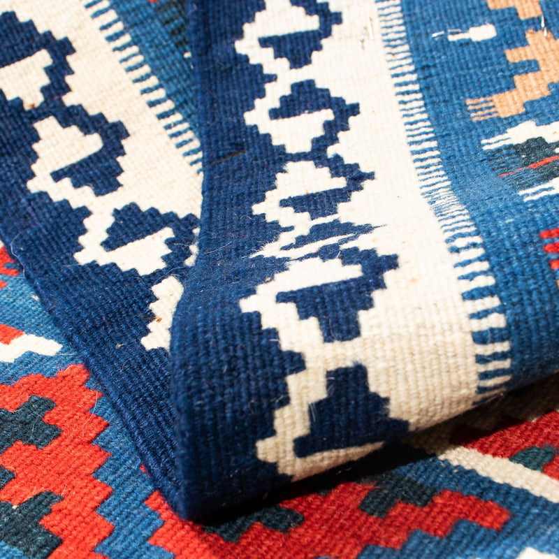 Kelim Carpet - orientalisk matta kvadrat  - 103 x 95 cm - mörkröd