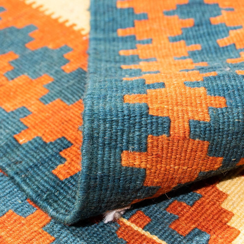 Kelim Carpet - orientalisk matta kvadrat  - 102 x 102 cm - mörkblå