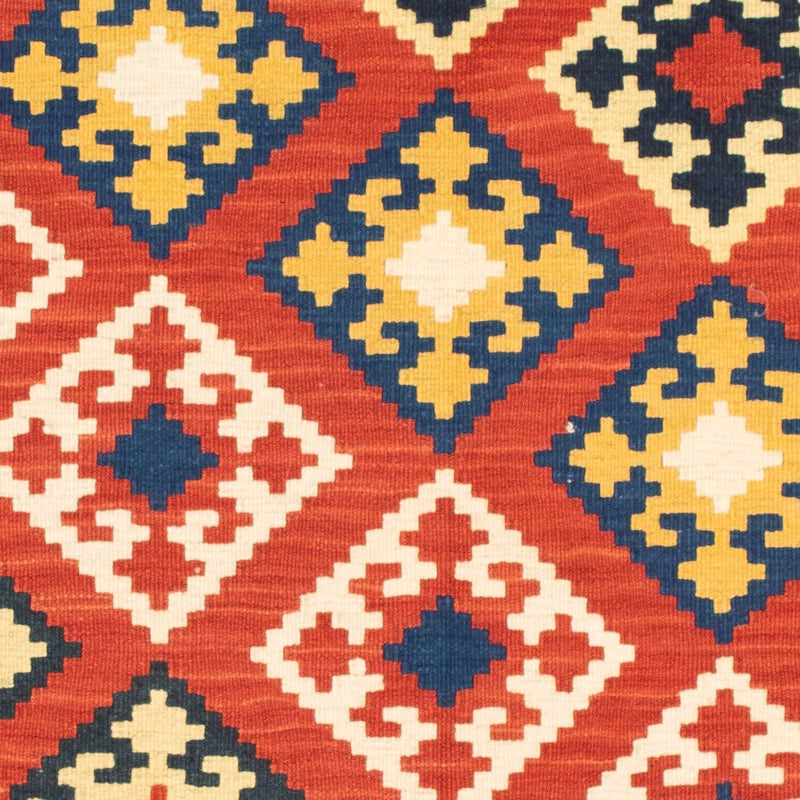 Kelim Carpet - orientalisk matta kvadrat  - 103 x 102 cm - mörkröd