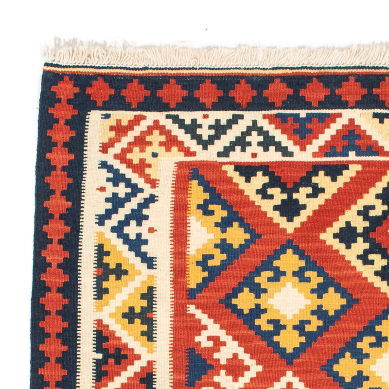 Kelim Carpet - orientalisk matta kvadrat  - 103 x 102 cm - mörkröd