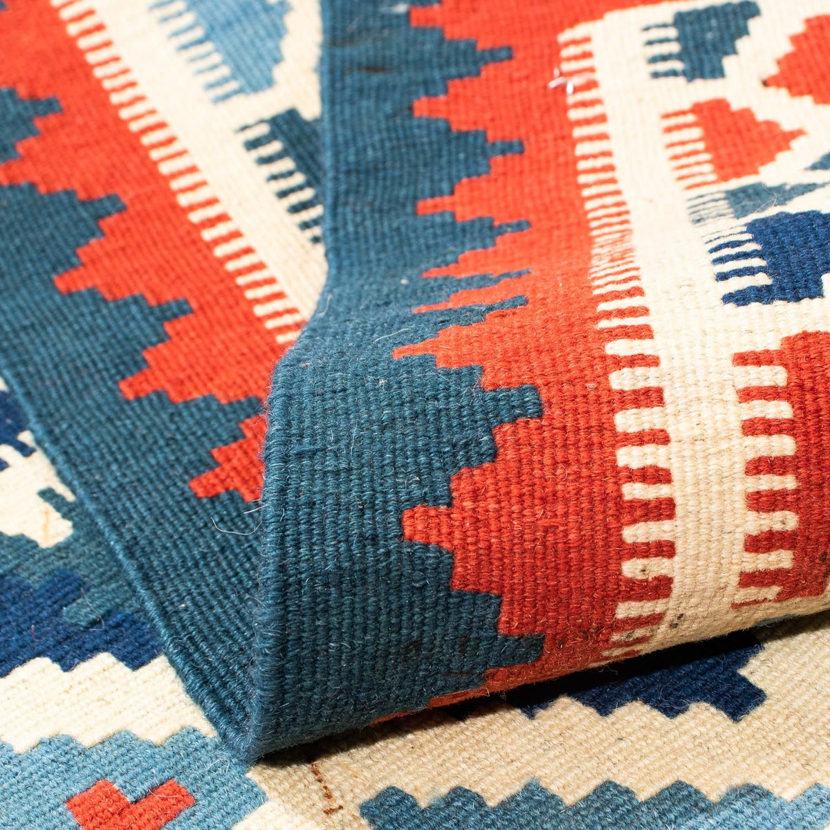 Kelim Carpet - orientalisk matta kvadrat  - 100 x 100 cm - beige