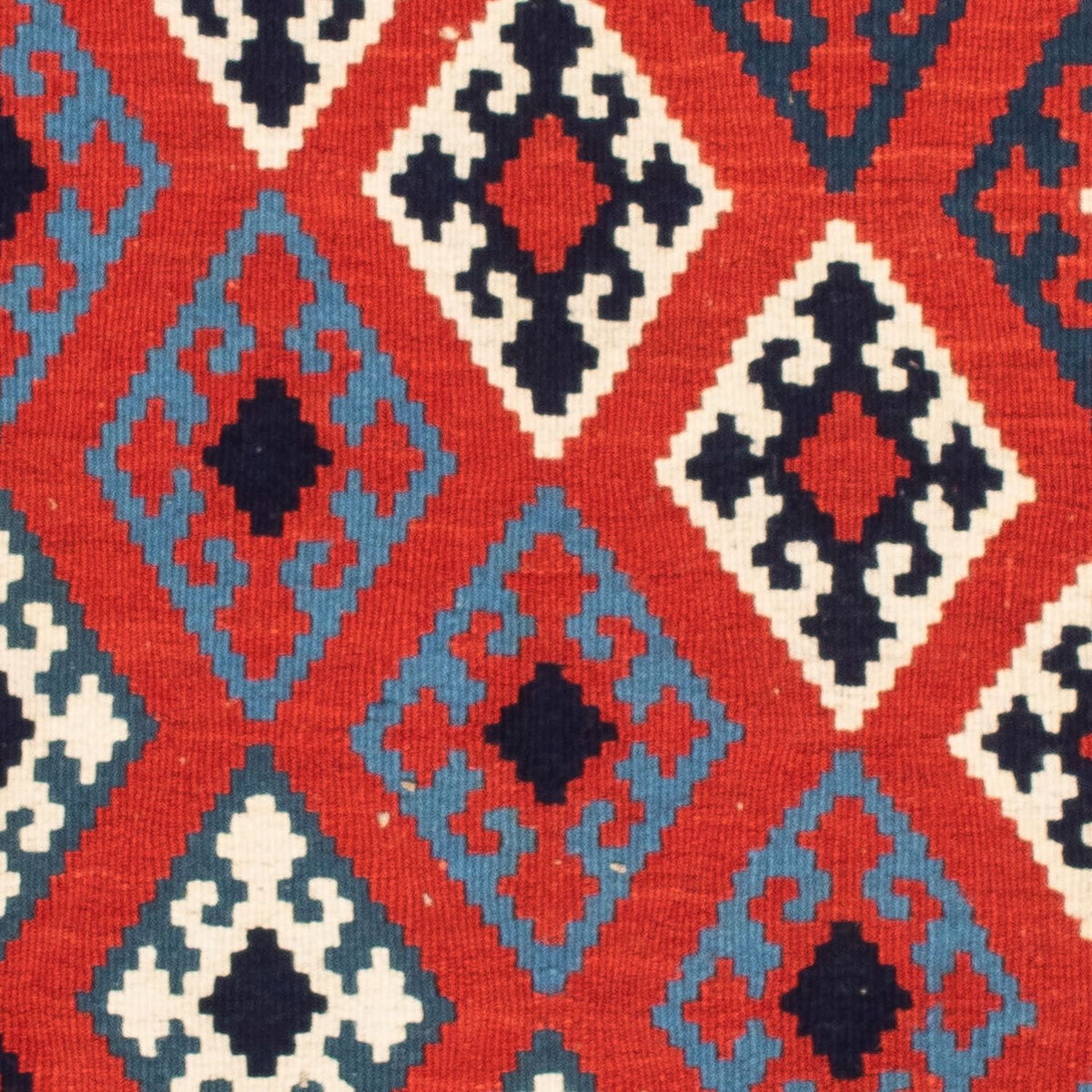Kelim Carpet - orientalisk matta kvadrat  - 104 x 103 cm - mörkröd