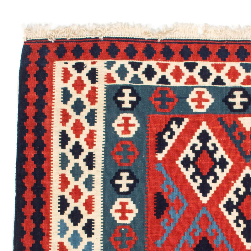 Kelim Carpet - orientalisk matta kvadrat  - 104 x 103 cm - mörkröd