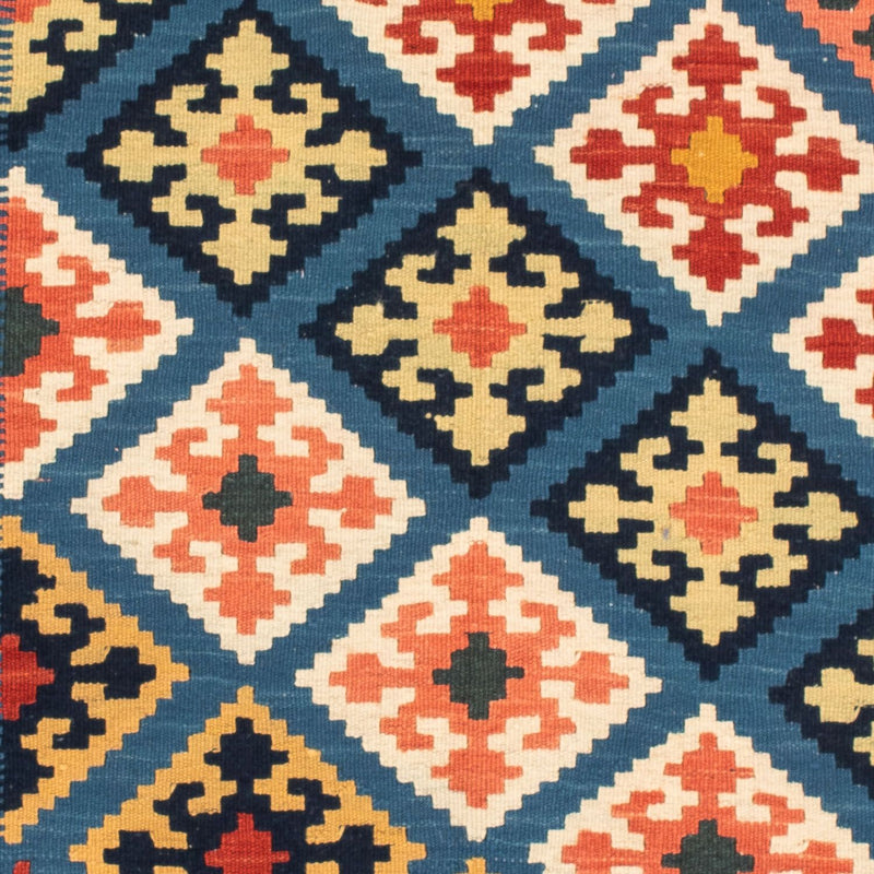 Kelim Carpet - orientalisk matta kvadrat  - 106 x 102 cm - mörkblå