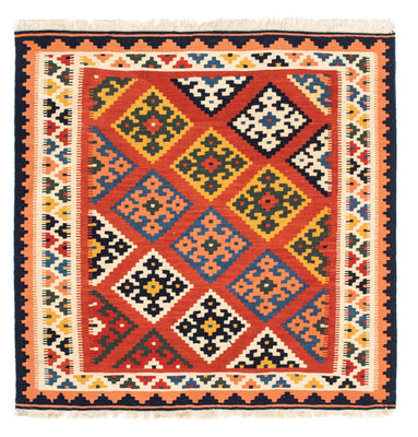 Kelim Carpet - orientalisk matta kvadrat  - 106 x 104 cm - röd