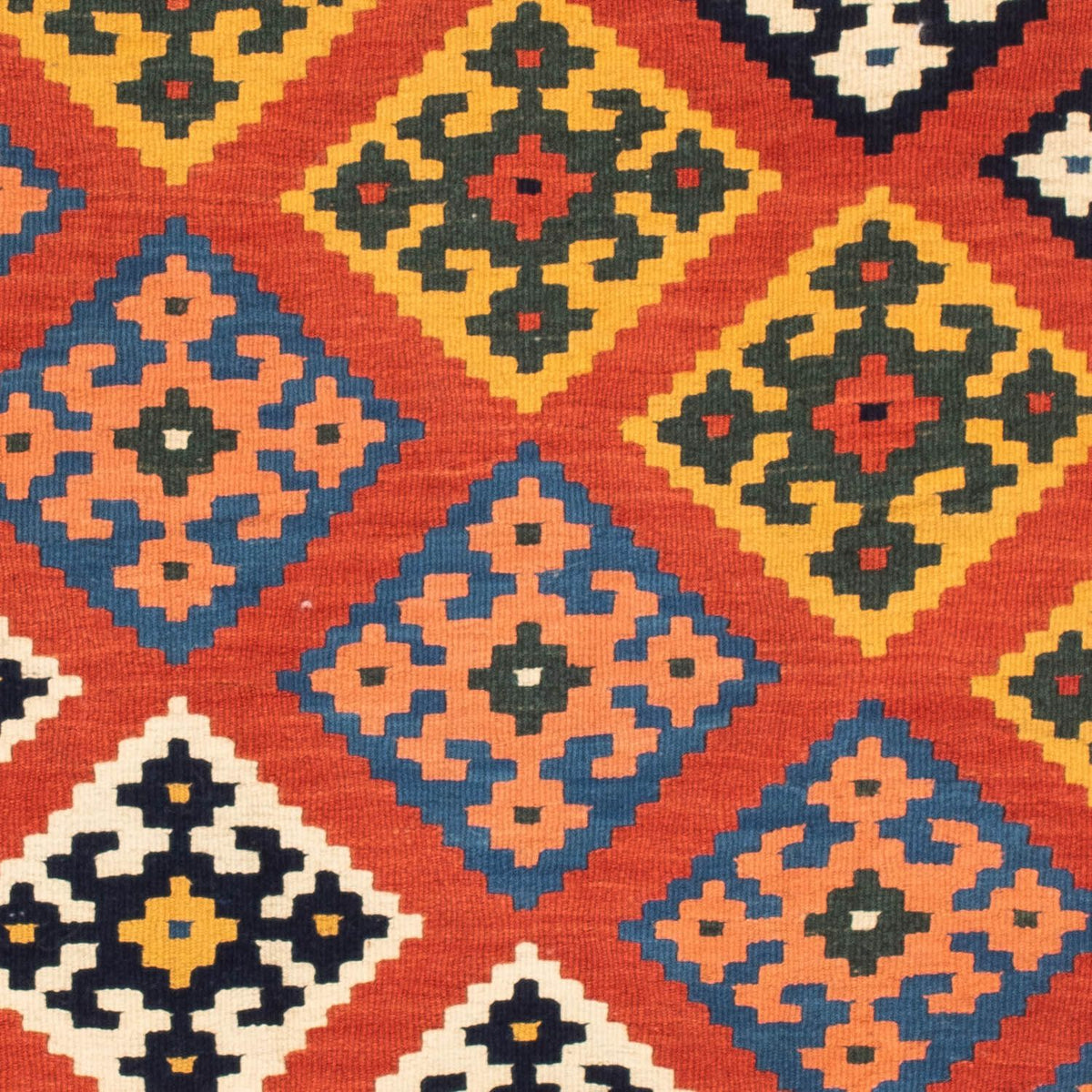 Kelim Carpet - orientalisk matta kvadrat  - 106 x 104 cm - röd