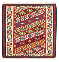 Kelim Carpet - orientalisk matta kvadrat  - 104 x 103 cm - flerfärgad