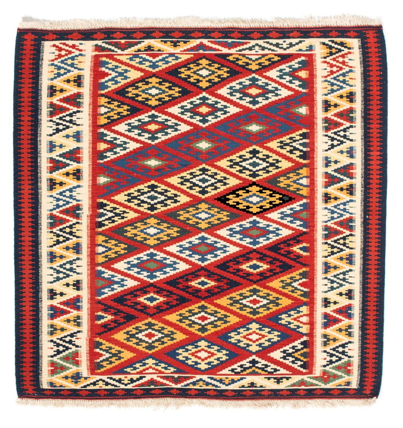 Kelim Carpet - orientalisk matta kvadrat  - 104 x 103 cm - flerfärgad