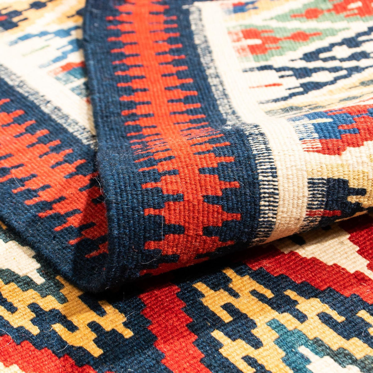 Kelim Carpet - orientalisk matta kvadrat  - 104 x 103 cm - flerfärgad