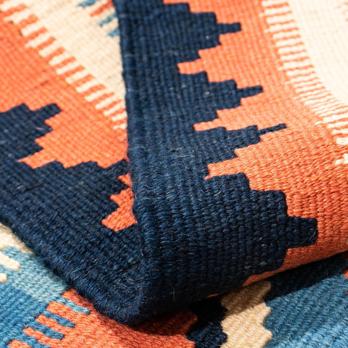 Kelim Carpet - orientalisk matta kvadrat  - 103 x 100 cm - blå