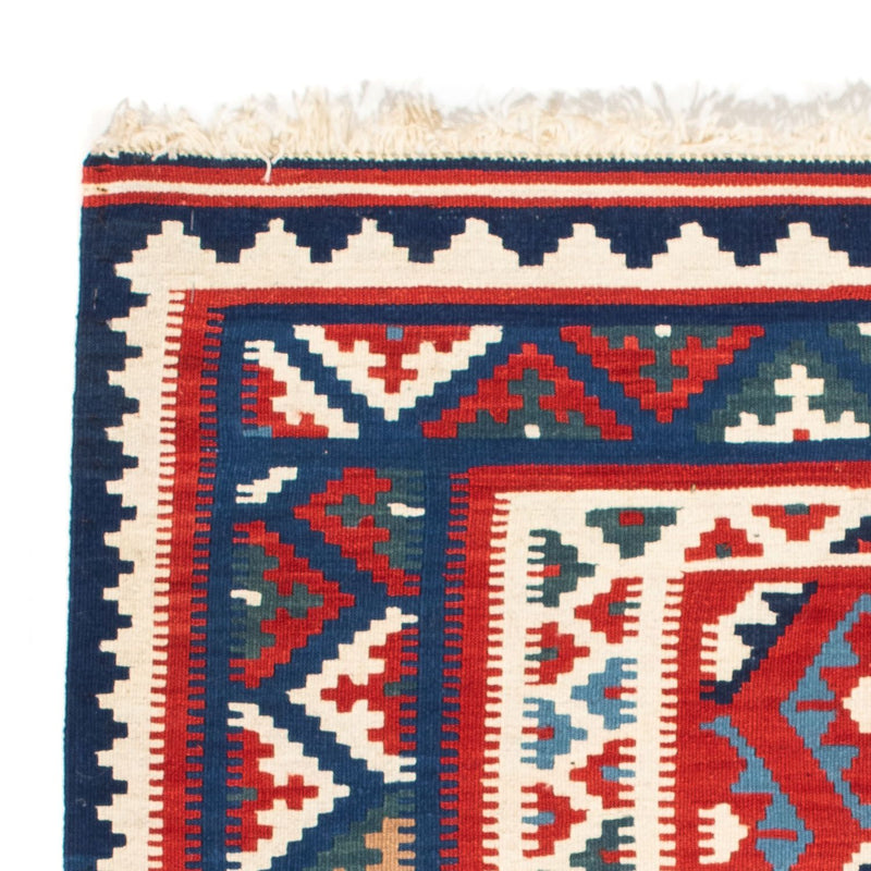 Kelim Carpet - orientalisk matta kvadrat  - 98 x 93 cm - mörkblå