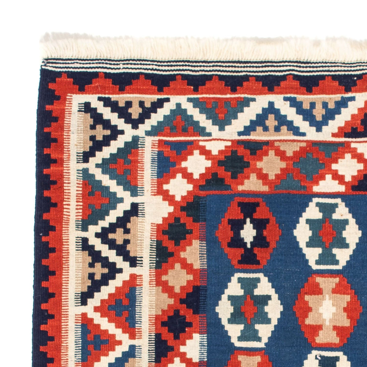 Kelim Carpet - orientalisk matta kvadrat  - 103 x 100 cm - mörkblå