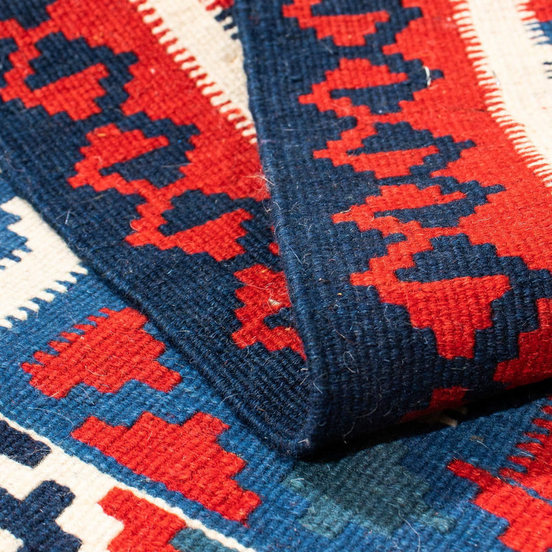 Kelim Carpet - orientalisk matta kvadrat  - 103 x 100 cm - mörkblå