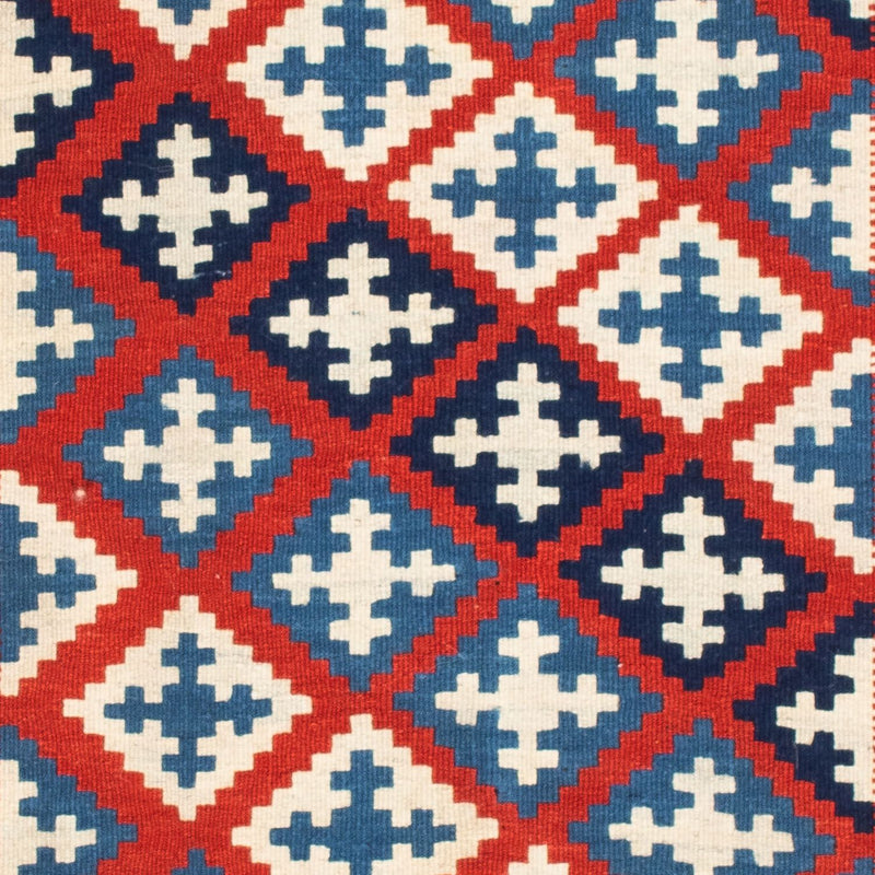 Kelim Carpet - orientalisk matta kvadrat  - 103 x 100 cm - mörkblå