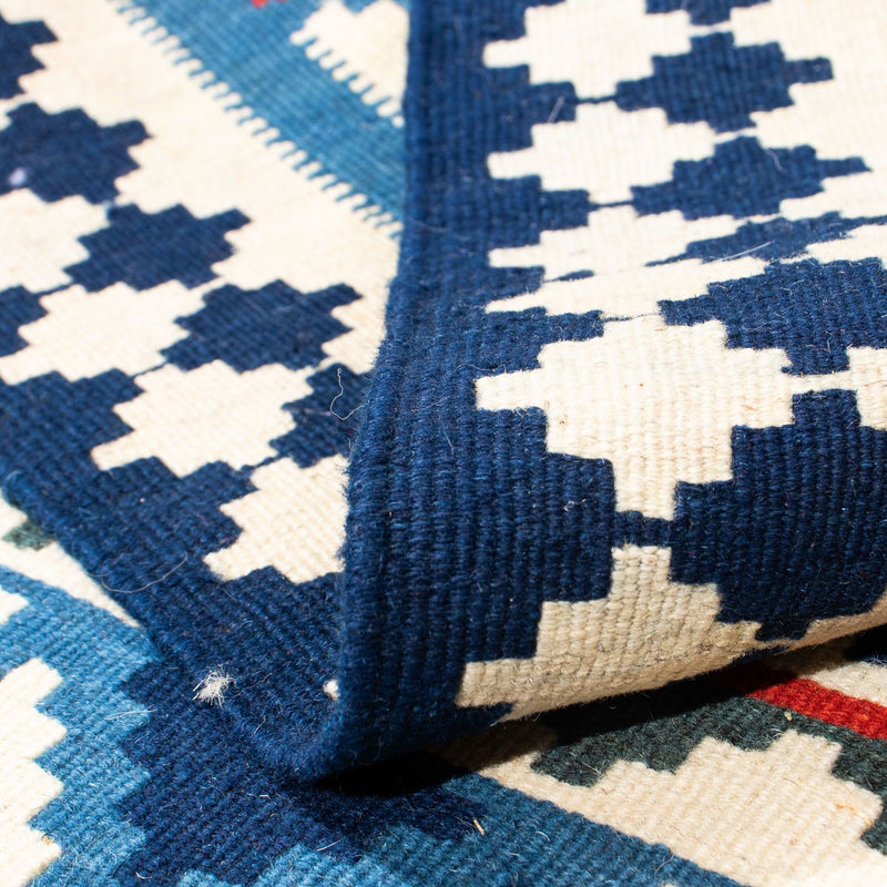 Kelim Carpet - orientalisk matta kvadrat  - 103 x 100 cm - mörkblå