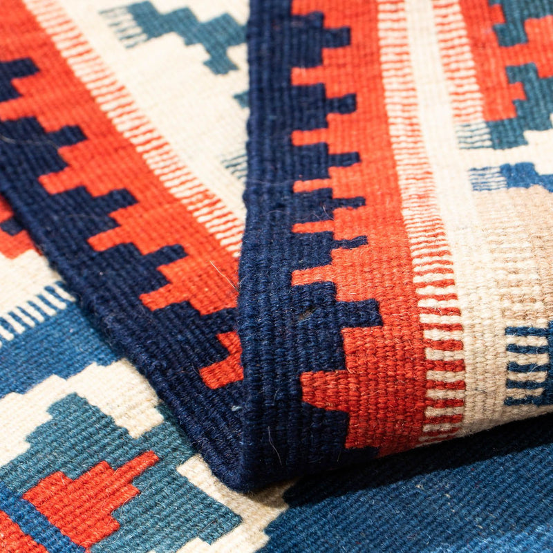 Kelim Carpet - orientalisk matta kvadrat  - 103 x 102 cm - mörkblå