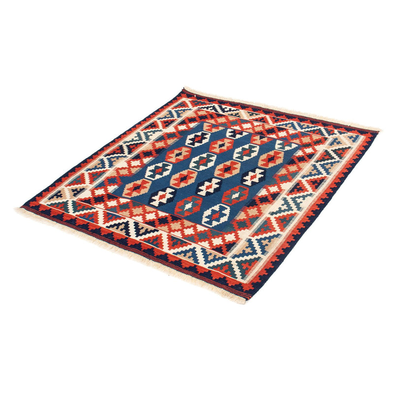Kelim Carpet - orientalisk matta kvadrat  - 103 x 102 cm - mörkblå