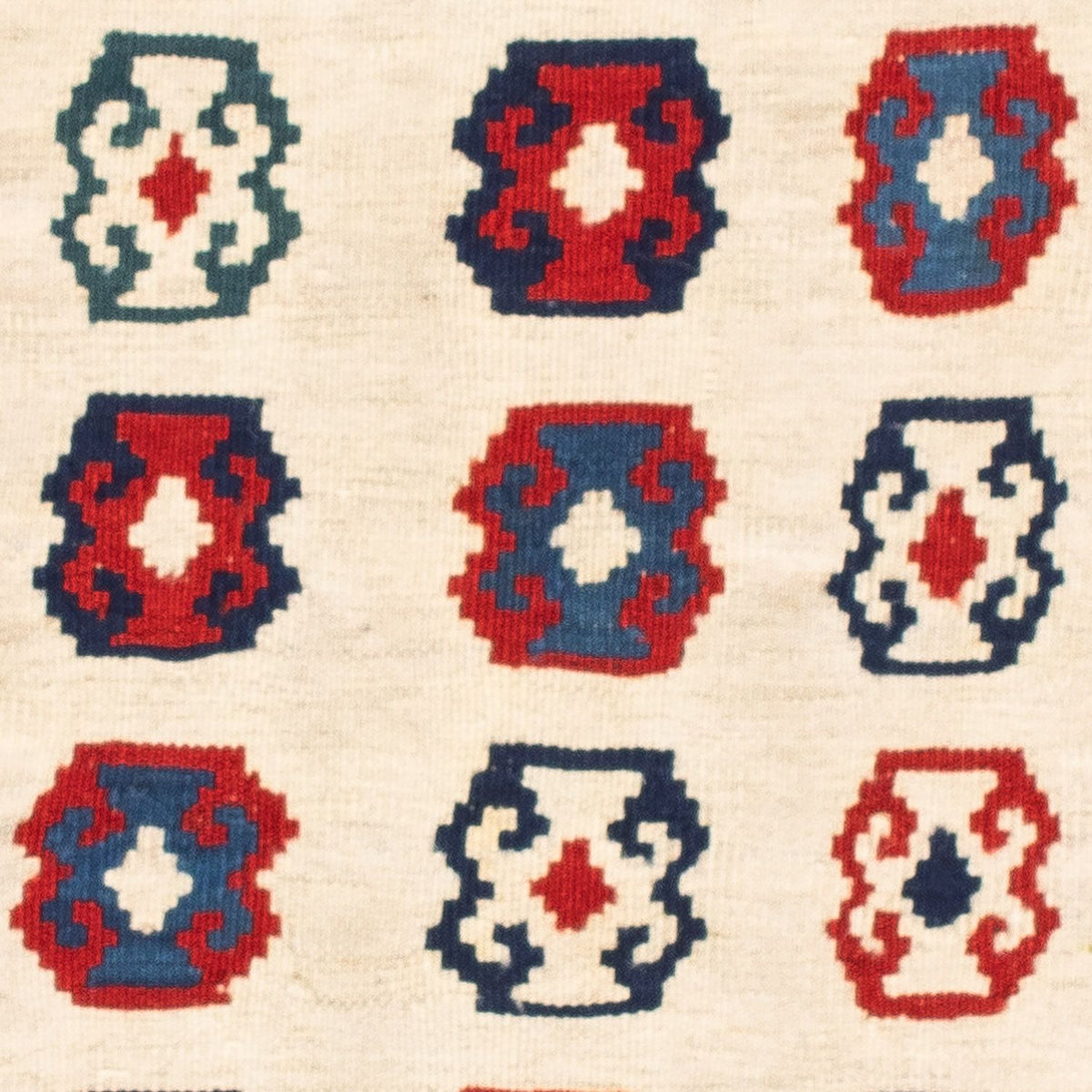 Kelim Carpet - orientalisk matta kvadrat  - 100 x 100 cm - beige