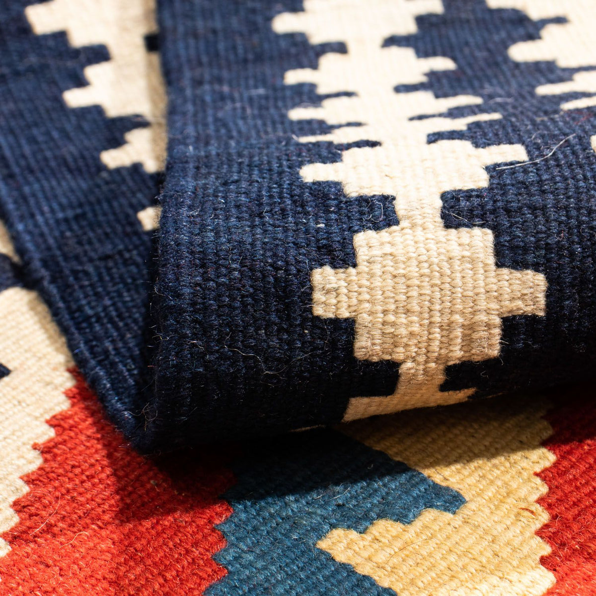 Kelim Carpet - orientalisk matta kvadrat  - 100 x 97 cm - röd