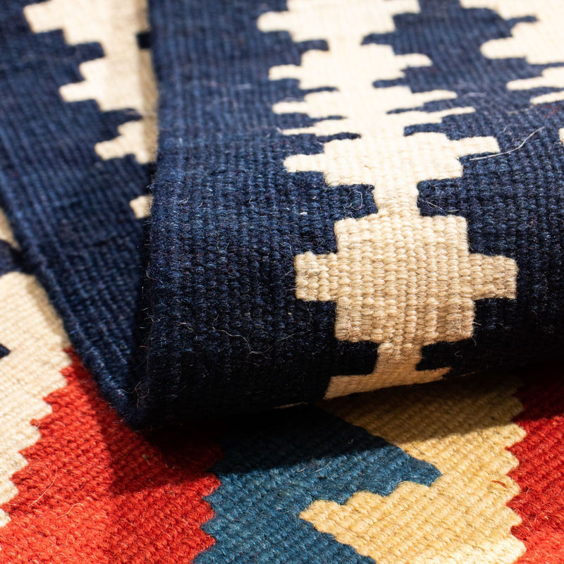 Kelim Carpet - orientalisk matta kvadrat  - 100 x 97 cm - röd