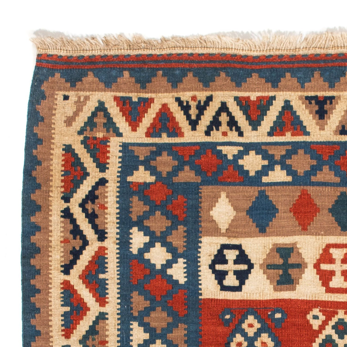 Kelim Carpet - orientalisk matta kvadrat  - 102 x 100 cm - blå