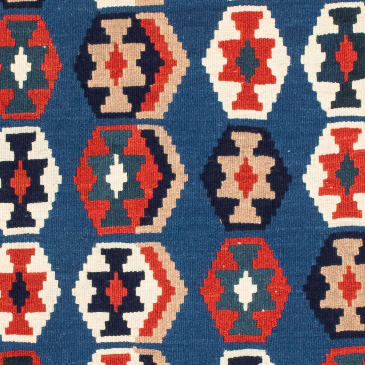 Kelim Carpet - orientalisk matta kvadrat  - 105 x 105 cm - mörkblå