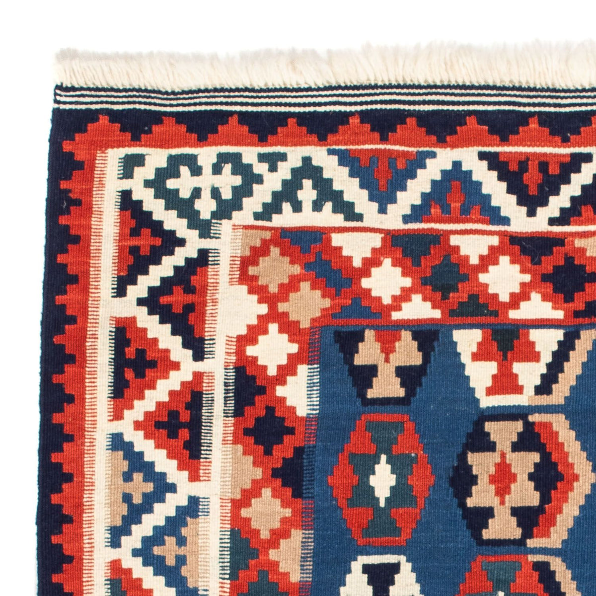 Kelim Carpet - orientalisk matta kvadrat  - 105 x 105 cm - mörkblå