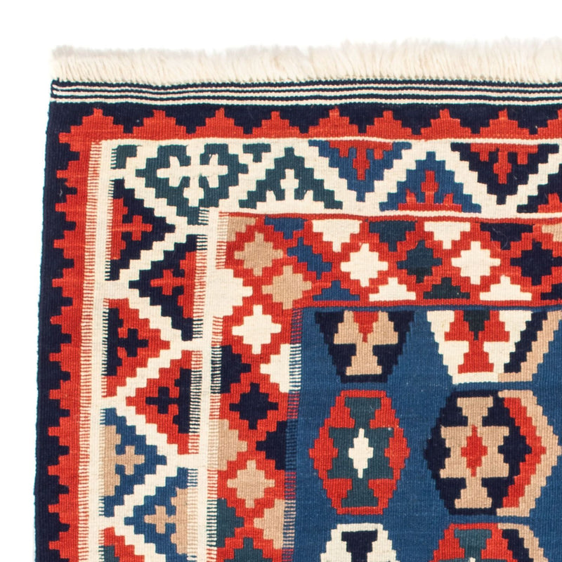 Kelim Carpet - orientalisk matta kvadrat  - 105 x 105 cm - mörkblå