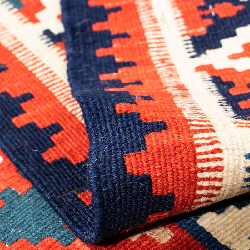 Kelim Carpet - orientalisk matta kvadrat  - 105 x 105 cm - mörkblå