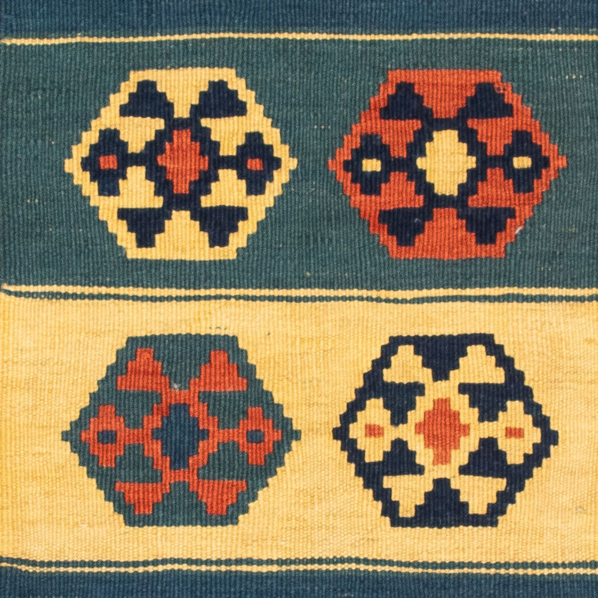 Kelim Carpet - orientalisk matta kvadrat  - 100 x 100 cm - flerfärgad