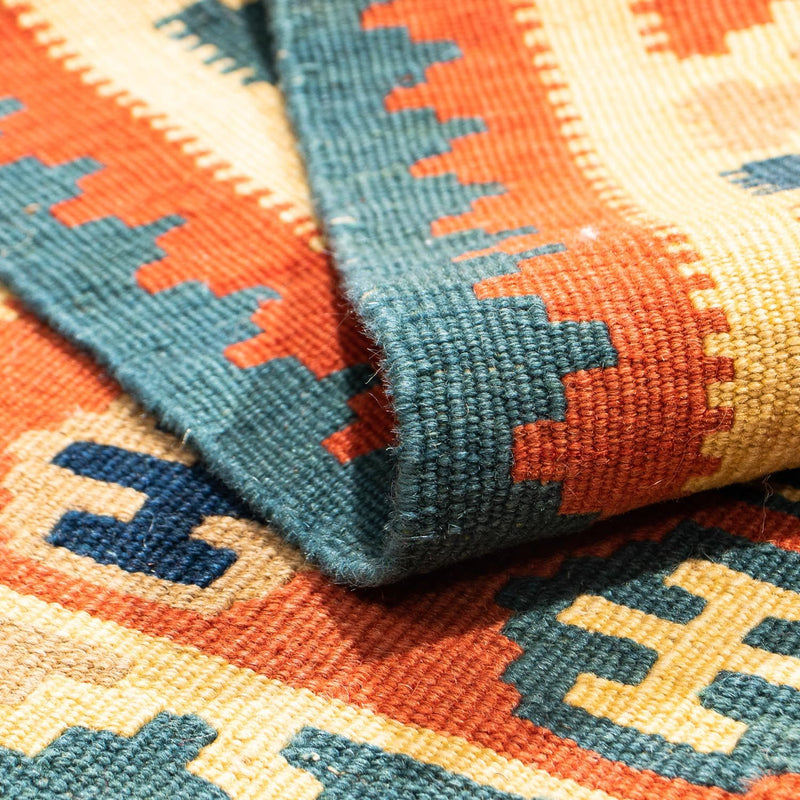 Kelim Carpet - orientalisk matta kvadrat  - 100 x 100 cm - flerfärgad