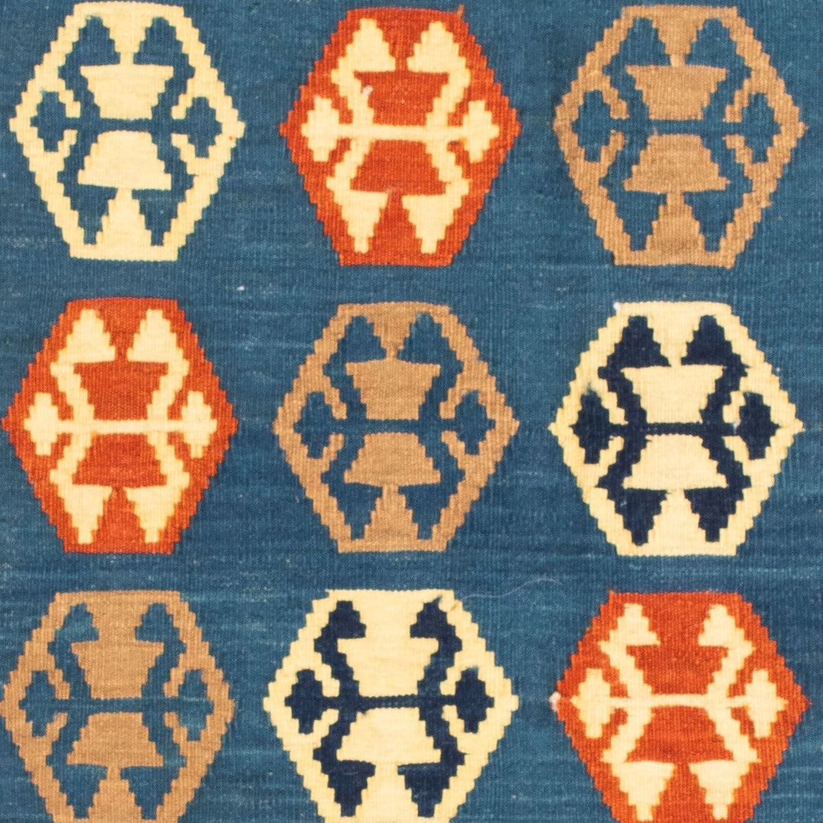 Kelim Carpet - orientalisk matta kvadrat  - 102 x 95 cm - mörkblå