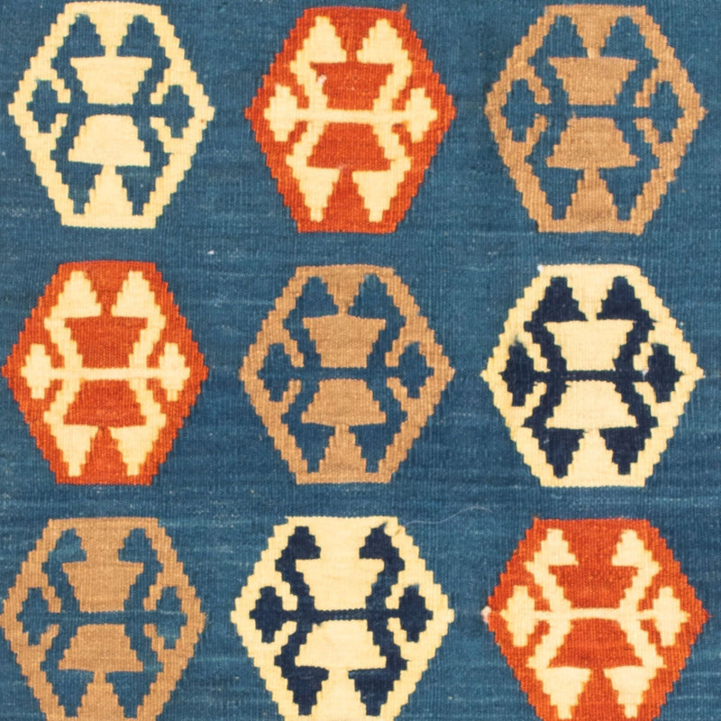 Kelim Carpet - orientalisk matta kvadrat  - 102 x 95 cm - mörkblå